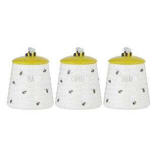 White gloss tea store coffee sugar canisters